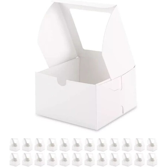 BakeLuv Bakery Boxes with Windows 6x6x2.5 White Set of 12 New - Picture 6 of 7